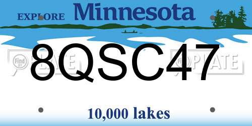 8QSC47 Minnesota License Plate