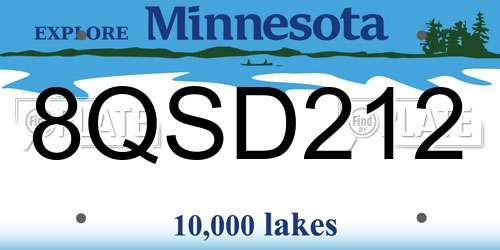 8QSD212 Minnesota License Plate