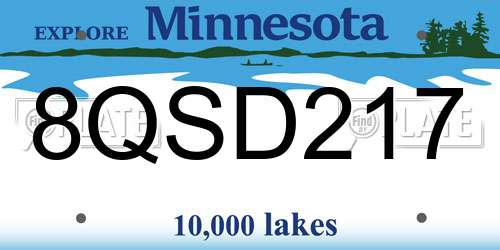 8QSD217 Minnesota License Plate