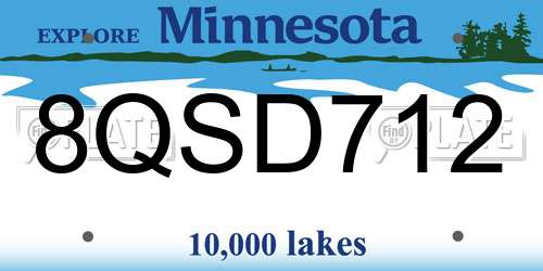 8QSD712 Minnesota License Plate