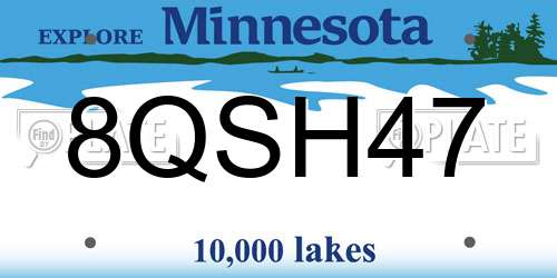 8QSH47 Minnesota License Plate