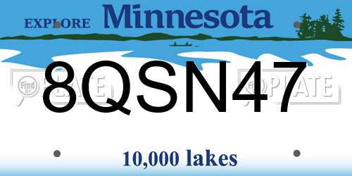 8QSN47 Minnesota License Plate