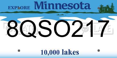 8QSO217 Minnesota License Plate