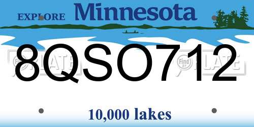 8QSO712 Minnesota License Plate