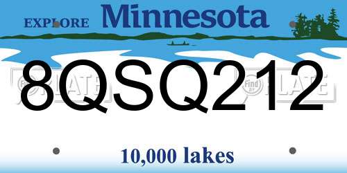 8QSQ212 Minnesota License Plate
