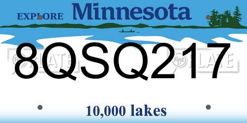 8QSQ217 Minnesota License Plate