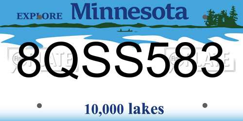 8QSS583 Minnesota License Plate