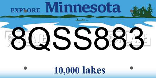 8QSS883 Minnesota License Plate