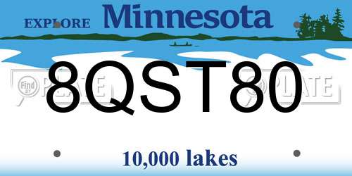 8QST80 Minnesota License Plate