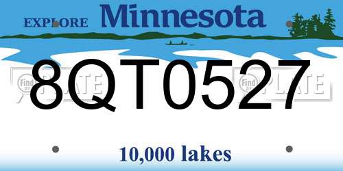8QT0527 Minnesota License Plate