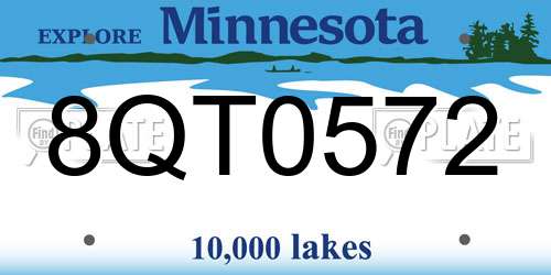 8QT0572 Minnesota License Plate