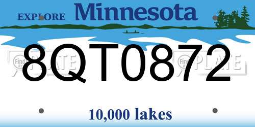 8QT0872 Minnesota License Plate