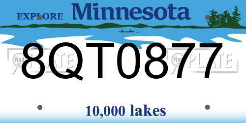 8QT0877 Minnesota License Plate