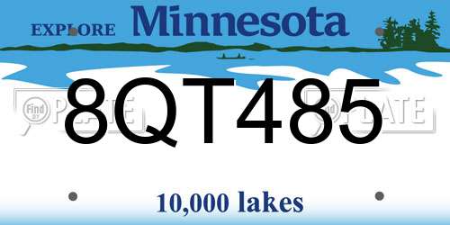 8QT485 Minnesota License Plate