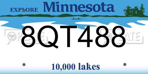 8QT488 Minnesota License Plate