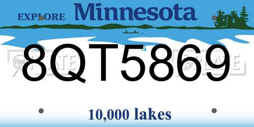 8QT5869 Minnesota License Plate