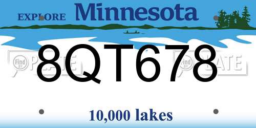 8QT678 Minnesota License Plate