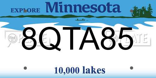 8QTA85 Minnesota License Plate