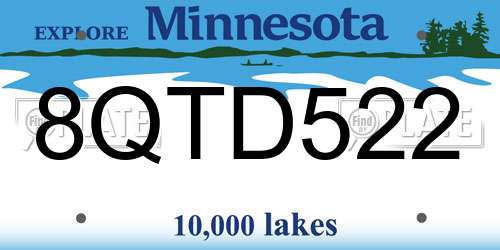 8QTD522 Minnesota License Plate