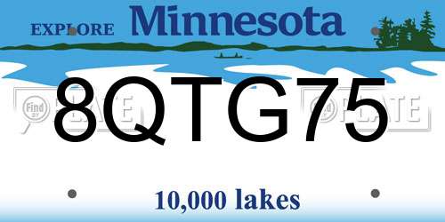 8QTG75 Minnesota License Plate