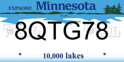 8QTG78 Minnesota License Plate
