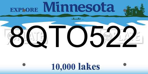 8QTO522 Minnesota License Plate