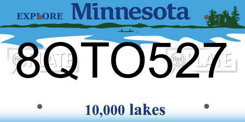 8QTO527 Minnesota License Plate
