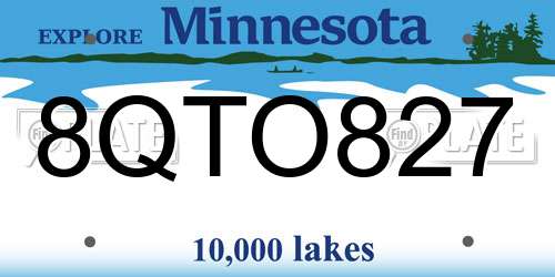 8QTO827 Minnesota License Plate