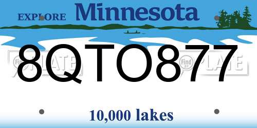 8QTO877 Minnesota License Plate