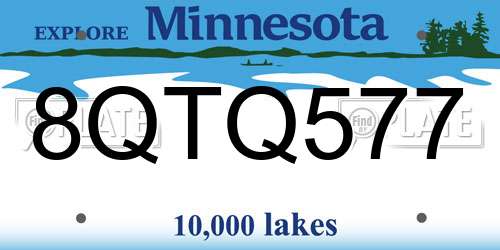 8QTQ577 Minnesota License Plate
