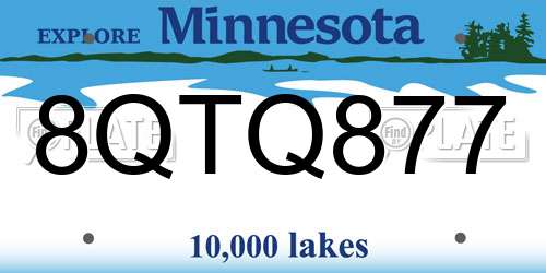 8QTQ877 Minnesota License Plate