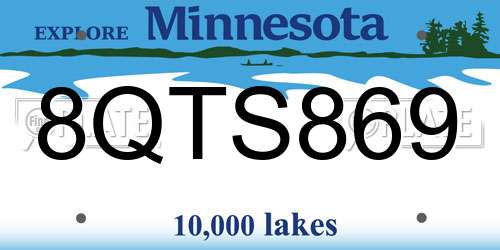 8QTS869 Minnesota License Plate