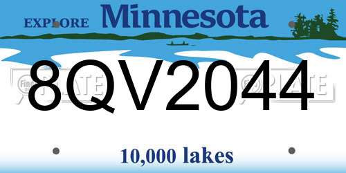 8QV2044 Minnesota License Plate