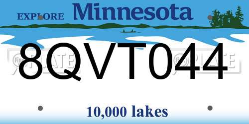 8QVT044 Minnesota License Plate