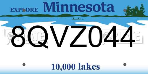 8QVZ044 Minnesota License Plate