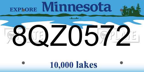 8QZ0572 Minnesota License Plate