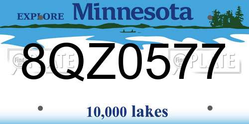 8QZ0577 Minnesota License Plate