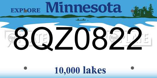 8QZ0822 Minnesota License Plate