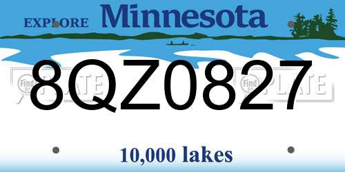 8QZ0827 Minnesota License Plate