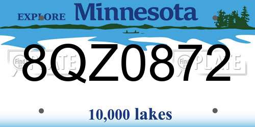 8QZ0872 Minnesota License Plate