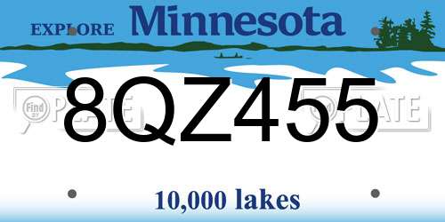 8QZ455 Minnesota License Plate
