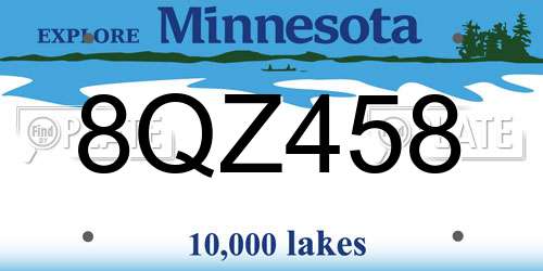 8QZ458 Minnesota License Plate