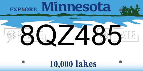 8QZ485 Minnesota License Plate