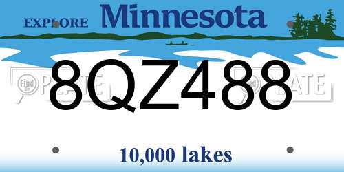 8QZ488 Minnesota License Plate