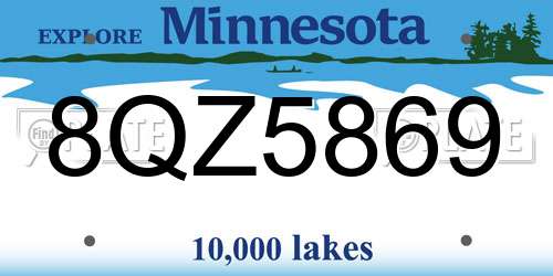 8QZ5869 Minnesota License Plate