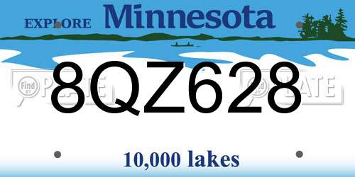 8QZ628 Minnesota License Plate