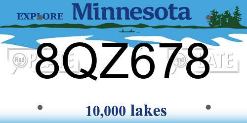 8QZ678 Minnesota License Plate
