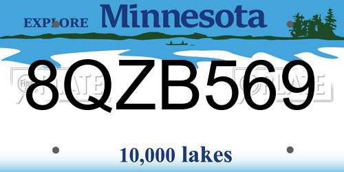 8QZB569 Minnesota License Plate