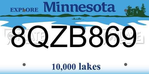 8QZB869 Minnesota License Plate
