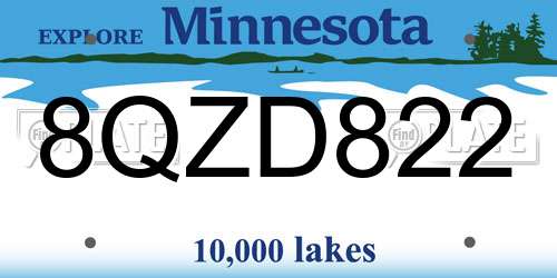8QZD822 Minnesota License Plate